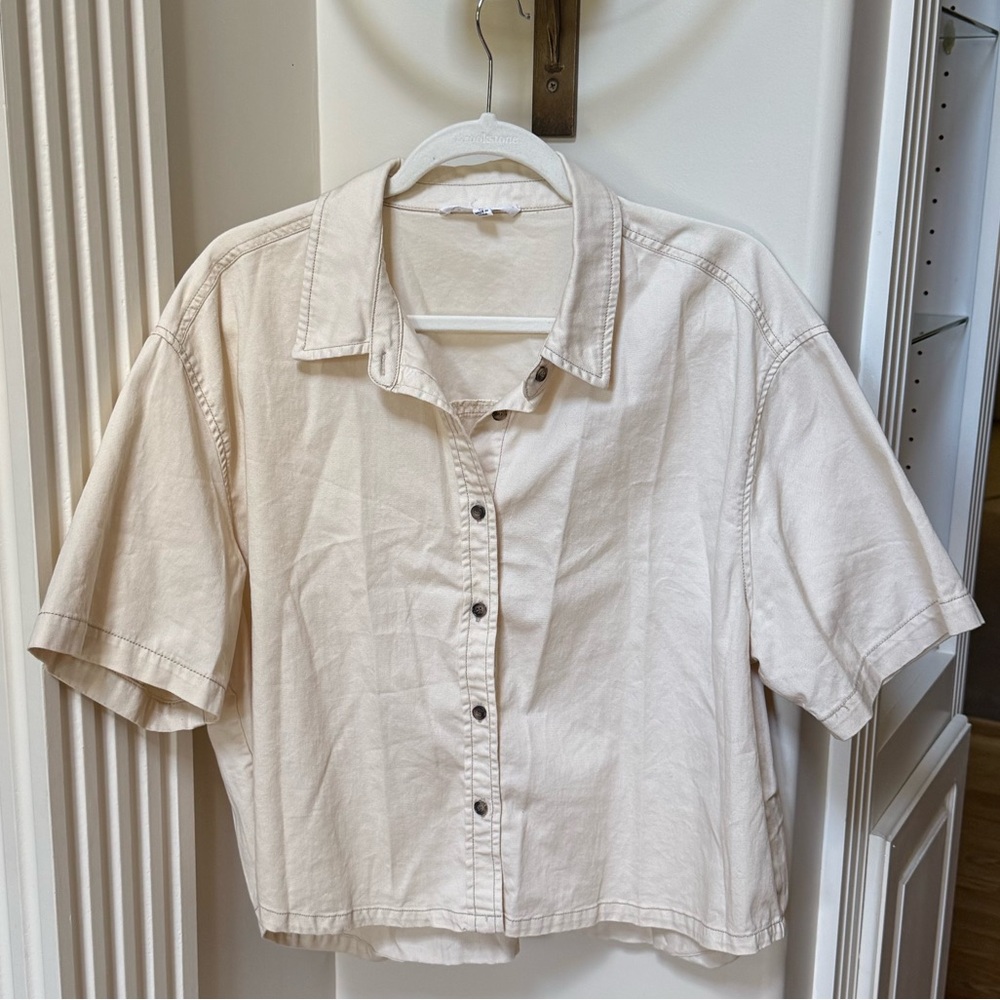 Jane and Delancey Cream Button Down Shirt